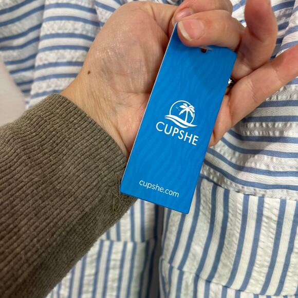 Cupshe Blue White Striped Romper Summer Coastal Casual Medium - Picture 8 of 14